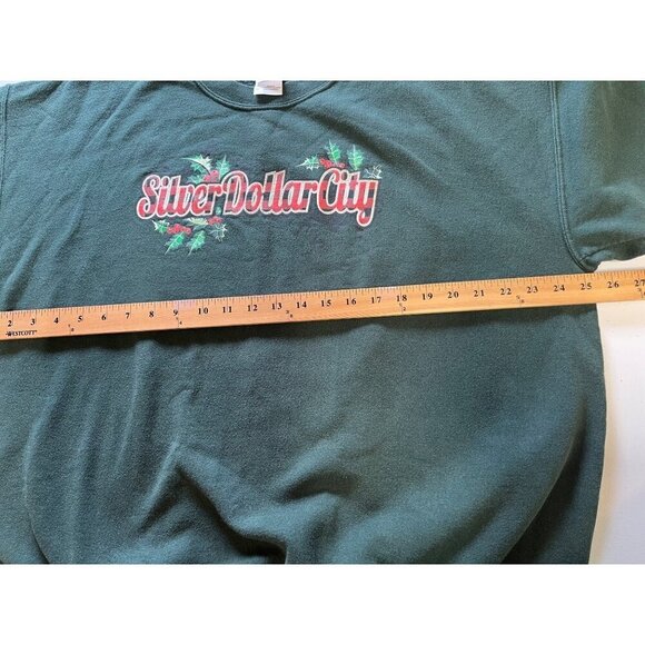 Vintage Silver Dollar City Crewneck Sweatshirt Christmas XL Dark Green Unisex - Picture 2 of 7